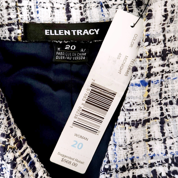 ELLEN TRACY tweed boucle blazer career jacket in midnight Woman Plus Size 20 NEW - Picture 6 of 6